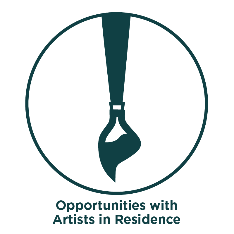 Icon is a paintbrush with text that reads "Opportunities with Artists in Residence"