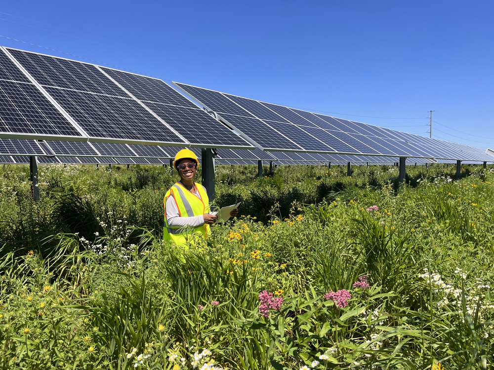 RCAH student Jess Watley conducting research in Savoy, Illinois. MSU Michigan State University Argonne